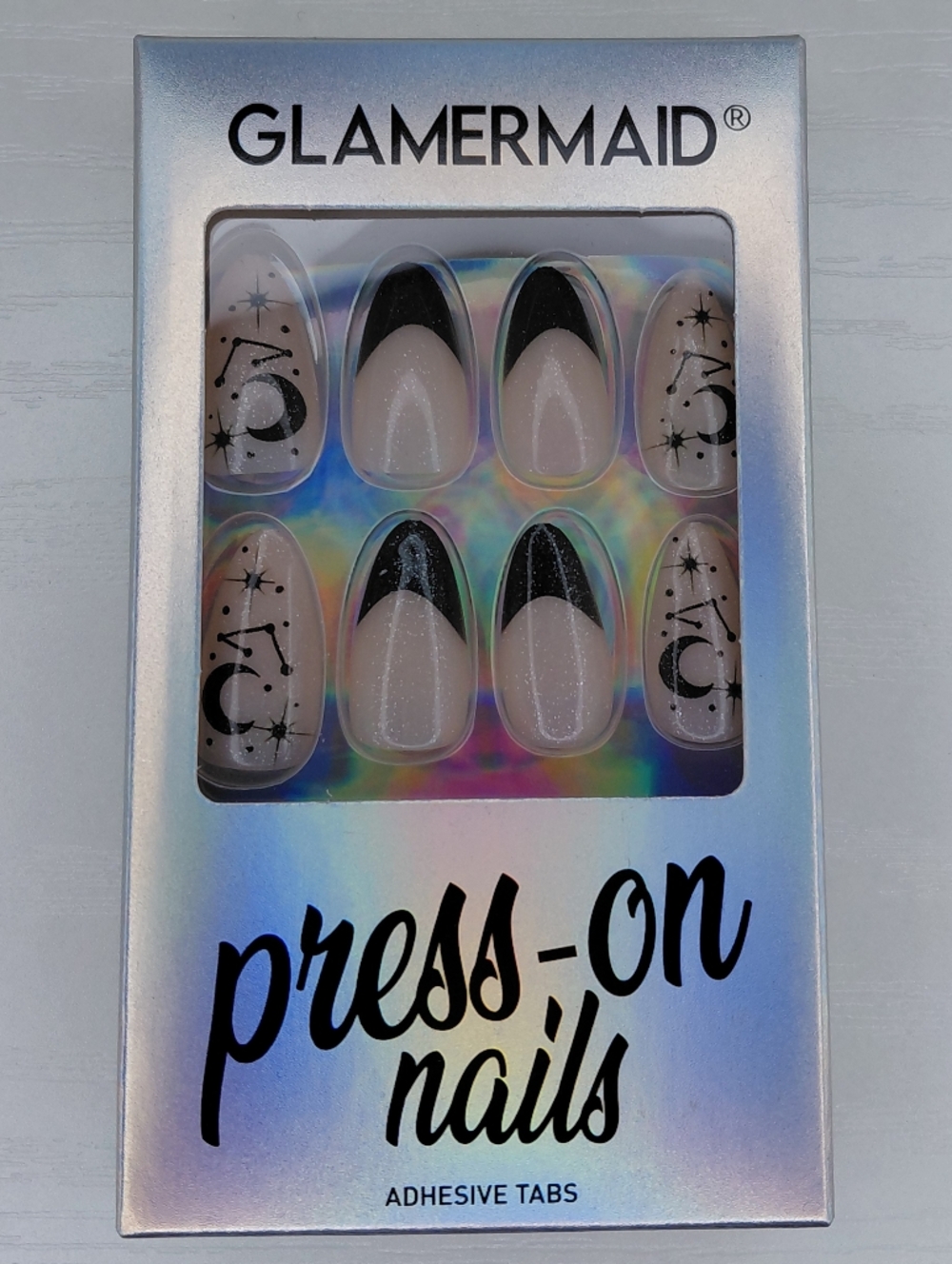 Mixed Nail Stickers & Press-On Nails Set - Black, White, Pink, Holographic - Picture 3 of 11